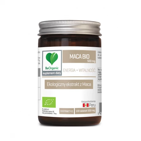 Maca BIO Ekstrakt 500 mg Energia i Witalność (100 tab) BeOrganic (OUTLET)