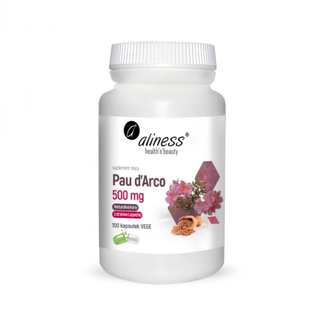 Pau d'Arco 500 mg Naturalna Sproszkowana kora Lapacho (100 kaps) Aliness