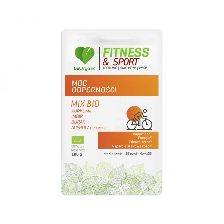 Moc Odporności BIO Fitness & Sport Kurkuma Imbir Burak Acerola Proszek 100 g BeOrganic