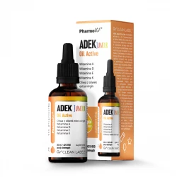 Witaminy ADEK Junior Oil Active Kompleks Witamin dla Dzieci Clean Label Krople 30 ml PharmoVit