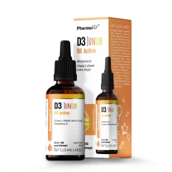 Witamina D3 Junior Oil Active dla Dzieci Clean Label Krople 30 ml PharmoVit