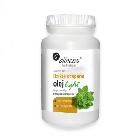 Olej z Dzikiego Oregano Light 100% Czysty Naturalny 90% Karwakrolu (90 kaps) do Rozgryzania Aliness