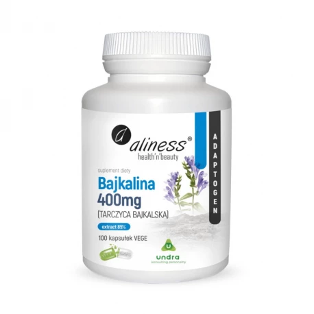Bajkalina Tarczyca Bajkalska Ekstrakt 85% 400 mg Adaptogen (100 kaps) VEGE Aliness