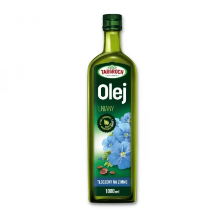 Olej Lniany Tłoczony na Zimno Nierafinowany 1000 ml TARGROCH