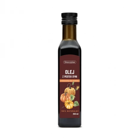Olej z Pestek Dyni Nierafinowany Tłoczony na Zimno 100% Naturalny 250 ml Skoczylas