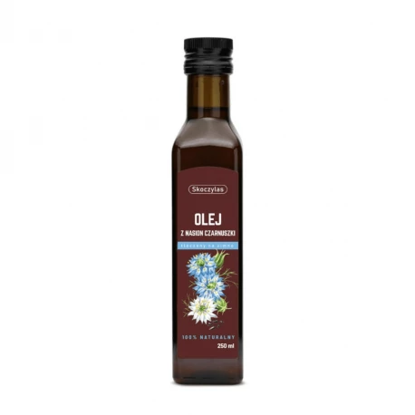 Olej z Nasion Czarnuszki Nierafinowany Tłoczony na Zimno 100% Naturalny 250 ml Skoczylas
