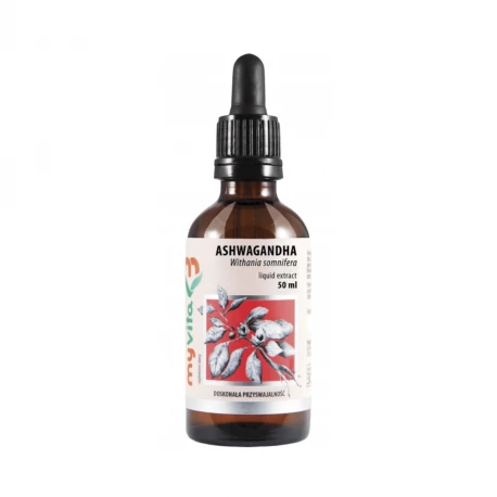 Ashwagandha Liquid Extract Żeń-szeń Indyjski 250 mg Ekstrakt w Płynie 50 ml Krople MyVita
