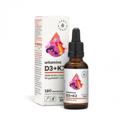 Witamina D3 2000 IU + Witamina K2 MK-7 Krople 30 ml Aura Herbals