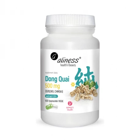 Dong Quai Dzięgiel Chiński Ekstrakt 500 mg Kobiece Wsparcie (100 kaps) VEGE Aliness