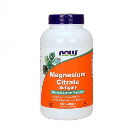 Magnesium Citrate (Cytrynian, Dyglicynian i Jabłczan Magnezu) Magnez (180 sgels) Now Foods