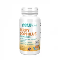 BerryDophilus Kids 2 mld 10 Szczepów - Probiotyk dla Dzieci Do Ssania (60 tab) Now Foods