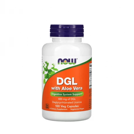 DGL 400 mg Lukrecja + Aloe Vera VEGE (100 kaps) Now Foods