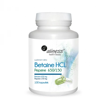 Betaina HCL + Pepsyna 650/100mg Trawienie (100kaps) ALINESS