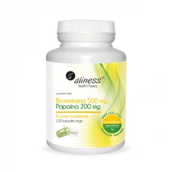 Bromelaina 500 mg Papaina 200 mg Enzymy Trawienne (100 kaps) Aliness