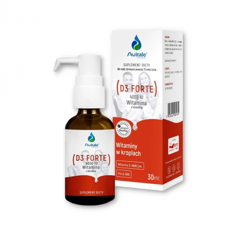 Witamina D3 FORTE 4000 IU z Lanoliny w Kroplach 30 ml Avitale Aliness