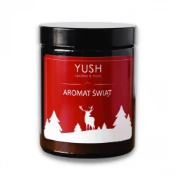 AROMAT ŚWIĄT Świąteczna Świeca Sojowa Duża Ręcznie Robiona Wegańska 180 ml YUSH