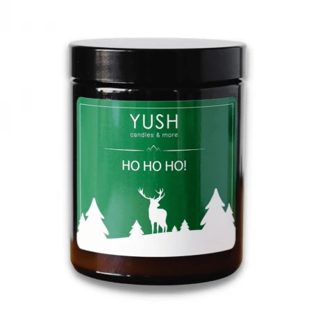 HO HO HO! Świąteczna Świeca Sojowa Duża Ręcznie Robiona Wegańska 180 ml YUSH