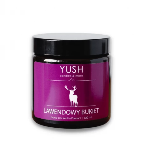 LAWENDOWY BUKIET Świeca Sojowa Ręcznie Robiona Wegańska 120 ml YUSH
