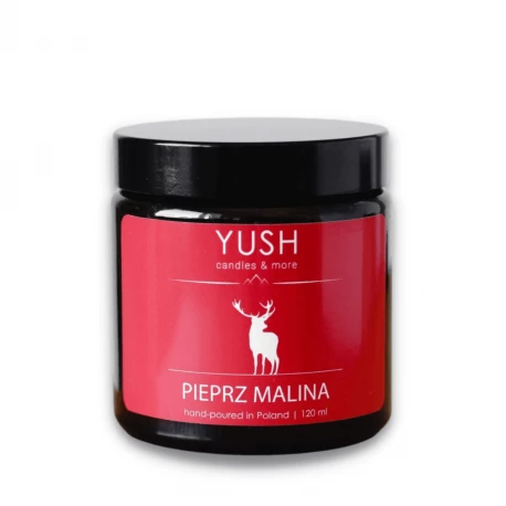 PIEPRZ MALINA Świeca Sojowa Ręcznie robiona Wegańska 120 ml YUSH