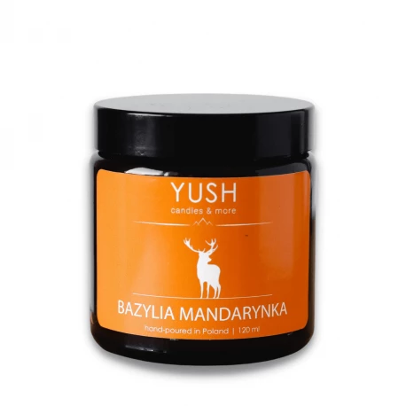 BAZYLIA MANDARYNKA Świeca Sojowa Ręcznie Robiona Wegańska 120 ml YUSH