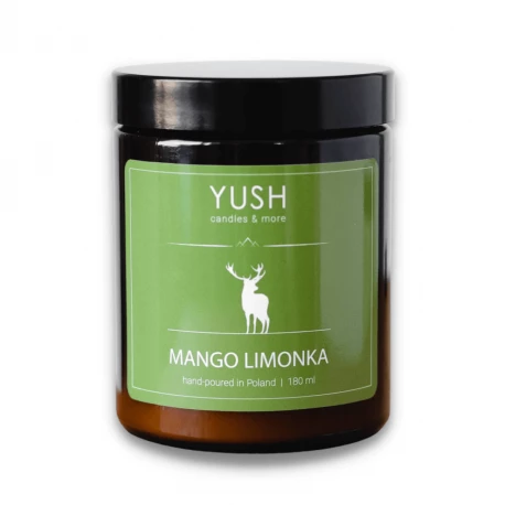 MANGO LIMONKA Świeca Sojowa Duża Ręcznie Robiona Wegańska 180 ml YUSH