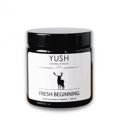 FRESH BEGINNING Świeca Sojowa Ręcznie Robiona Wegańska 120 ml YUSH