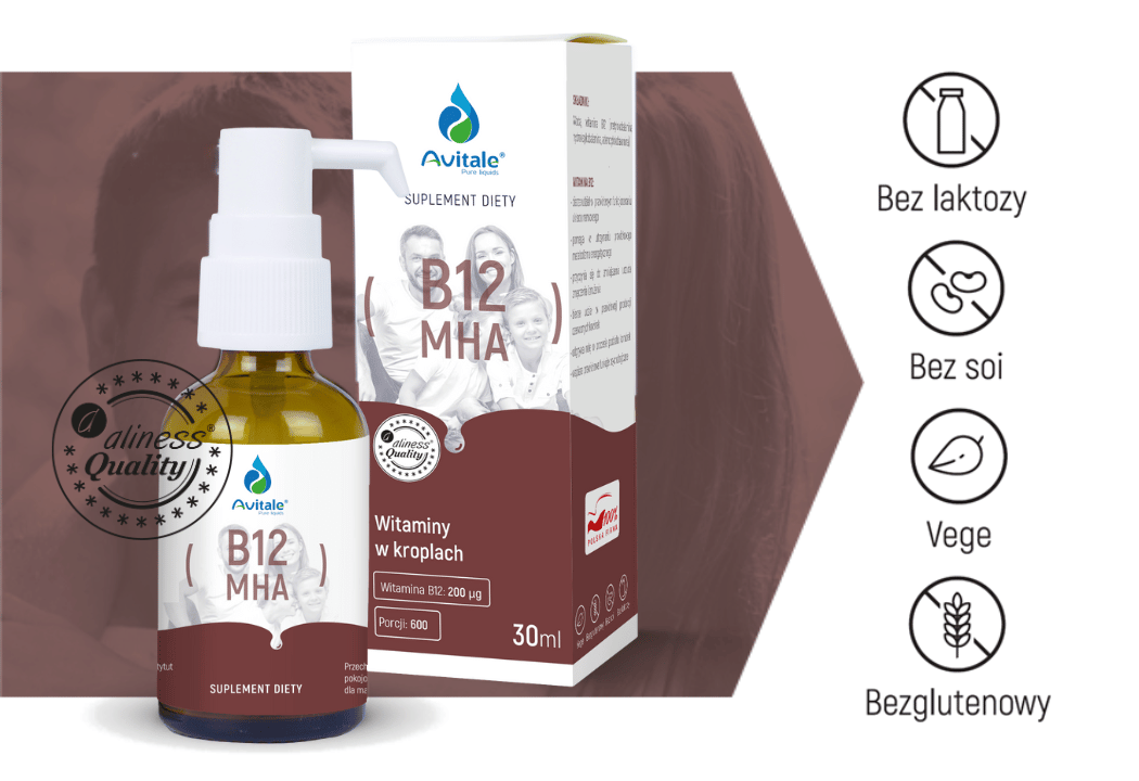 Witamina B12 Trzy Formy MHA 200 µg w Kroplach 30 ml Avitale Aliness