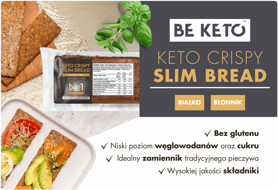 Keto Pieczywo Chrupkie Slim Bread Niskowęglowodanowy Low-carb 90 g BeKeto