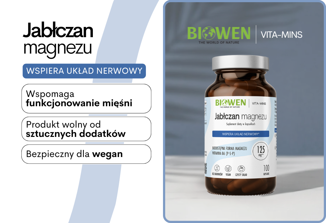 Jabłczan Magnezu + Witamina B6 VEGE (100 kaps) Biowen