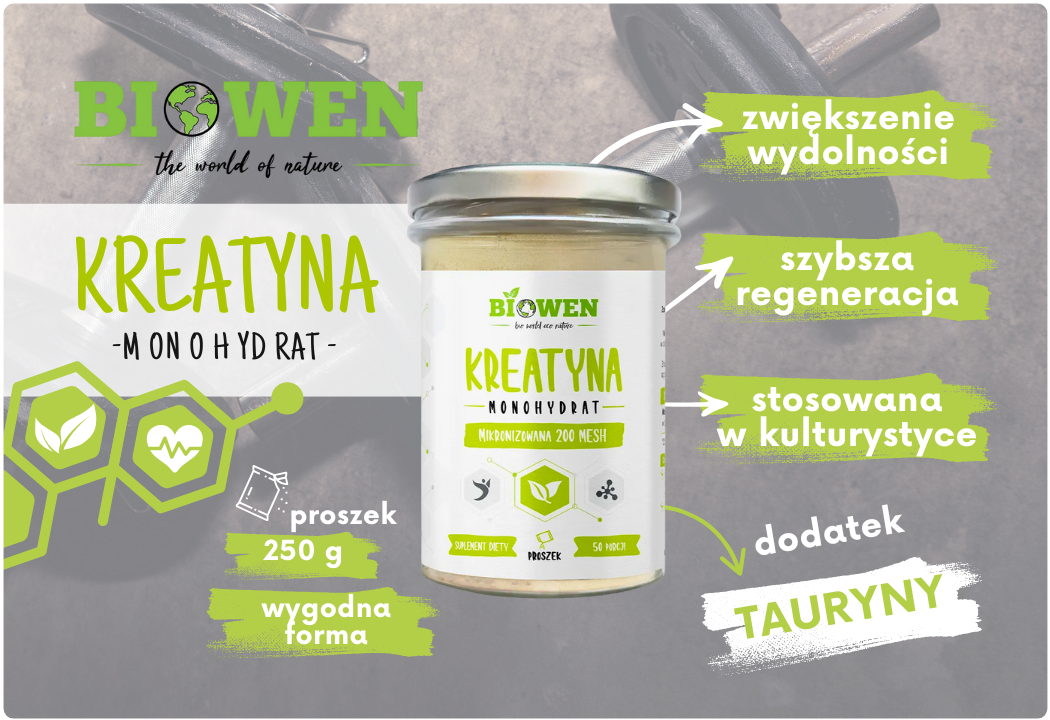 Monohydrat Kreatyny + Tauryna Proszek 250 g Biowen