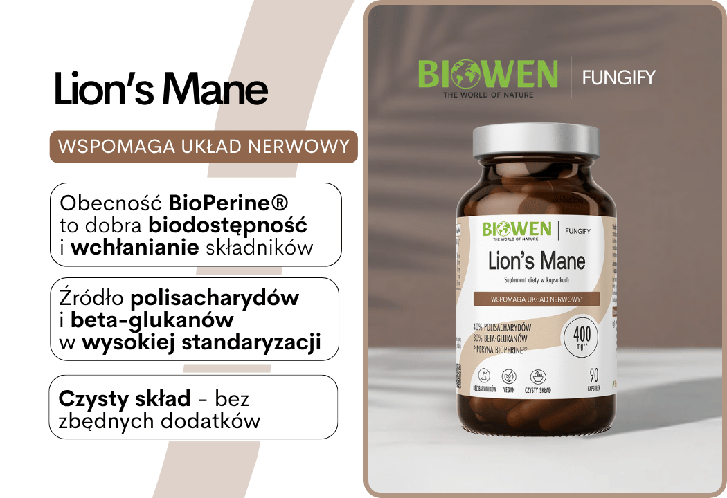 Lion's Mane Soplówka Jeżowata (90 kaps)