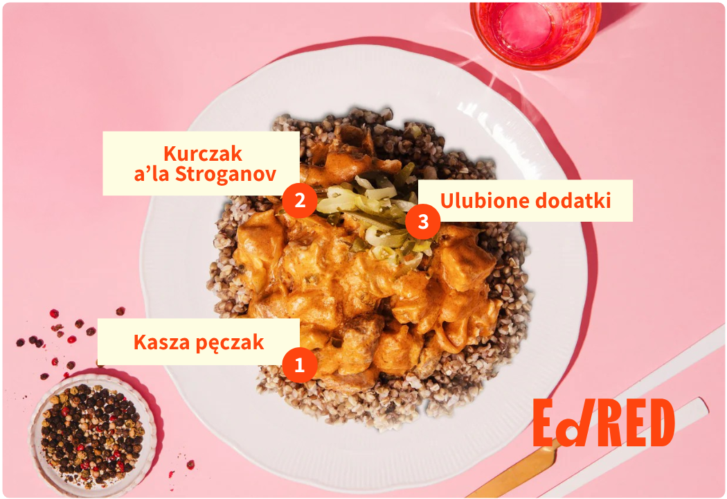 Kurczak a'la Stroganov z Pęczakiem Ed Red