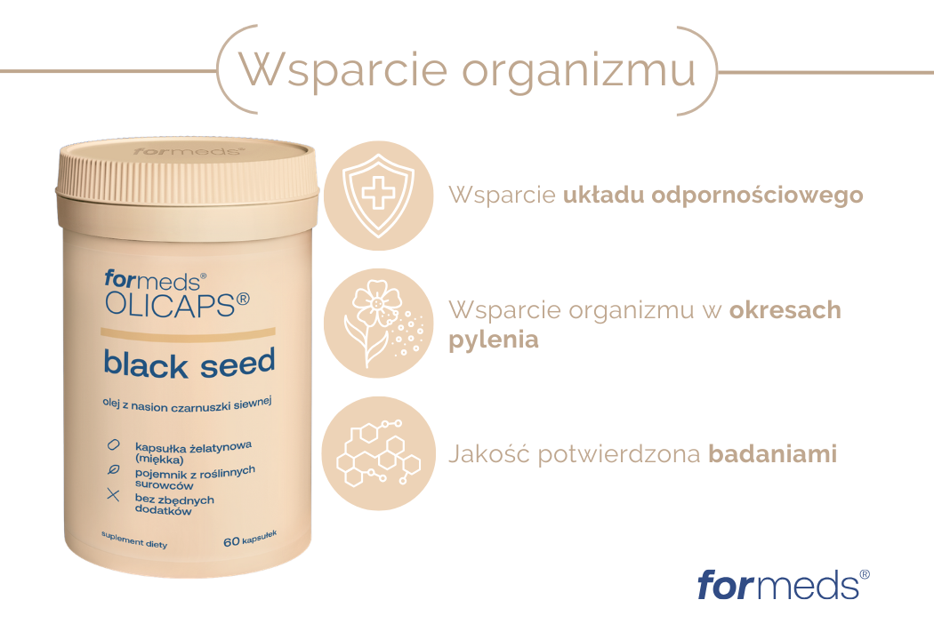 OLICAPS Black Seed Olej z Nasion Czarnuszki Siewnej Wsparcie Odporności (60 kaps) ForMeds
