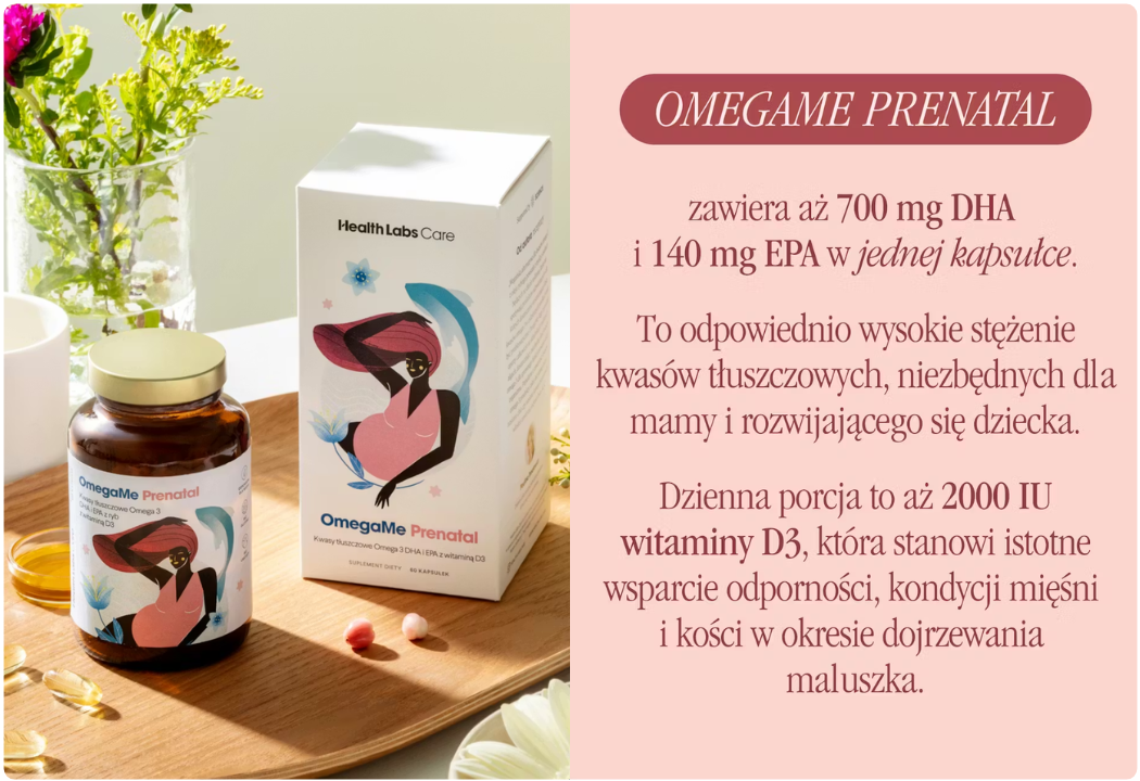 OmegaMe Prenatal Kwasy Tłuszczowe Omega-3 DHA + EPA + Witamina D3 (120 kaps) Health Labs Care