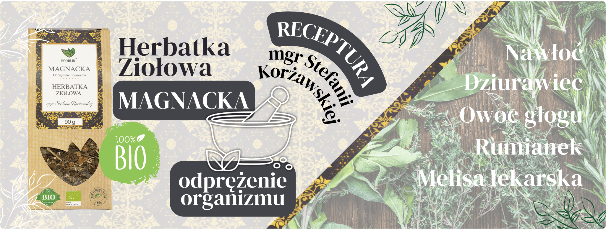 Herbatka ziołowa Magnacka 90g Odprężenie Organizmu EcoBlik