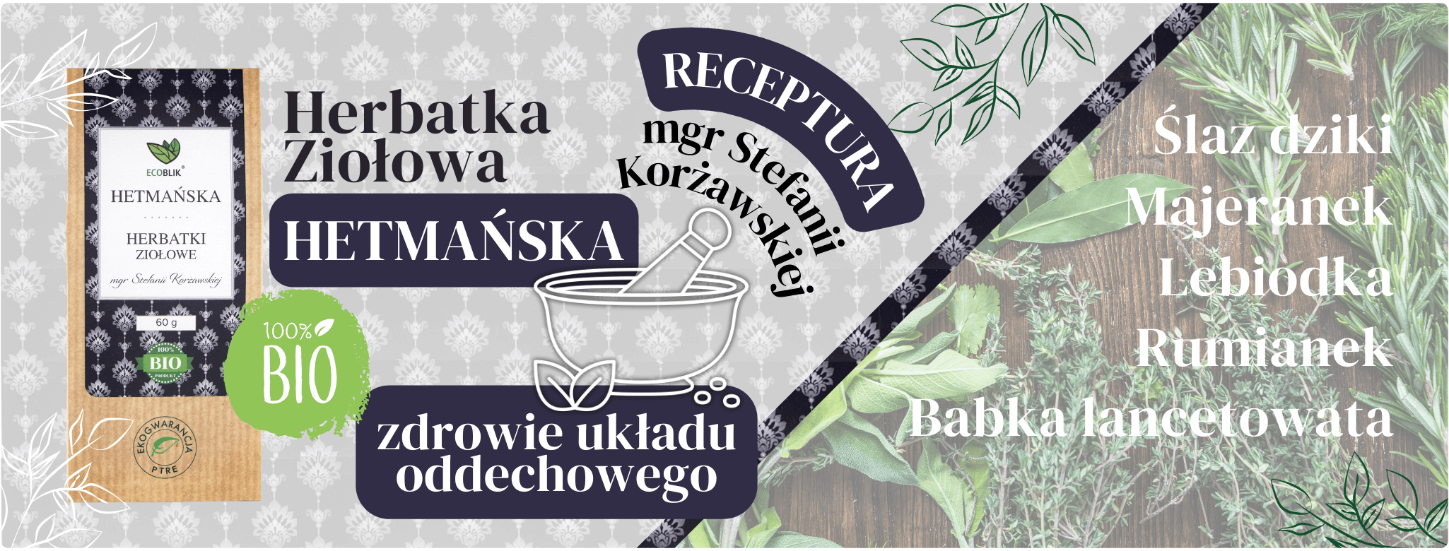 Herbatka Ziołowa HETMAŃSKA EKO Zdrowie Układu Oddechowego 60 g EcoBlik