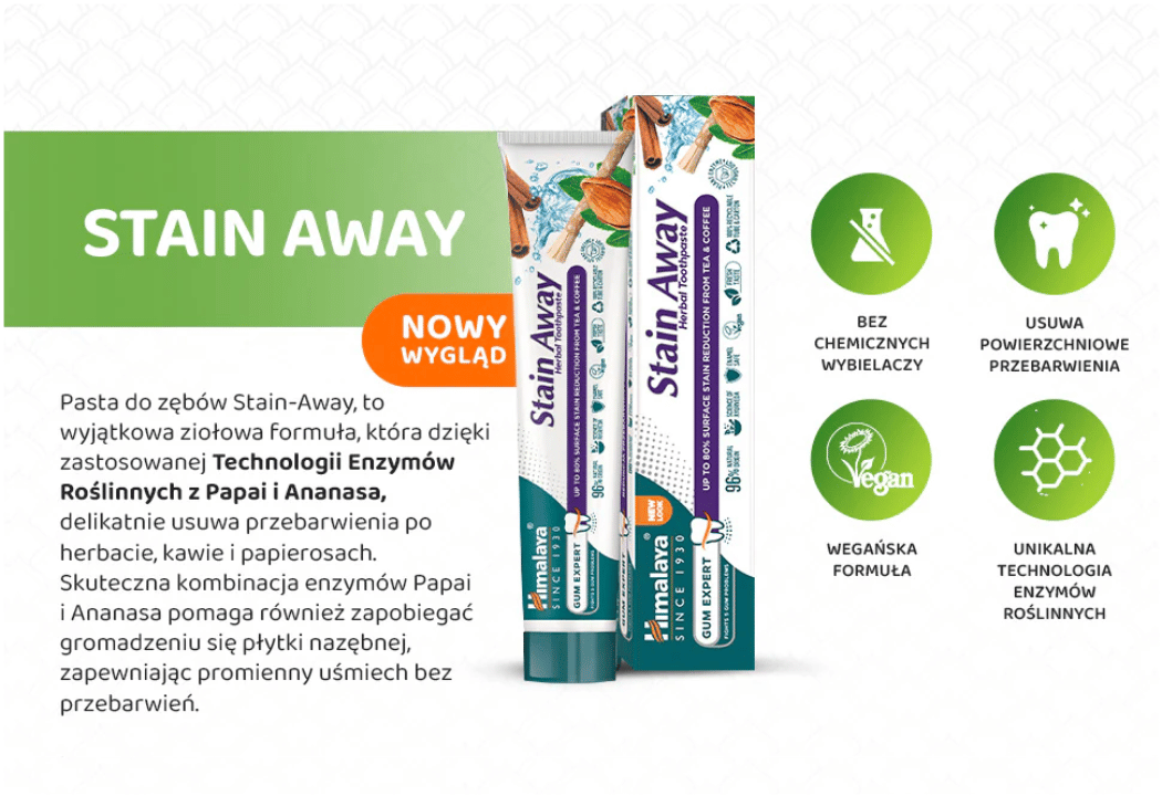 Pasta do Zębów Stain Away Ziołowa Ochrona Dziąseł i Szkliwa 75 ml Himalaya