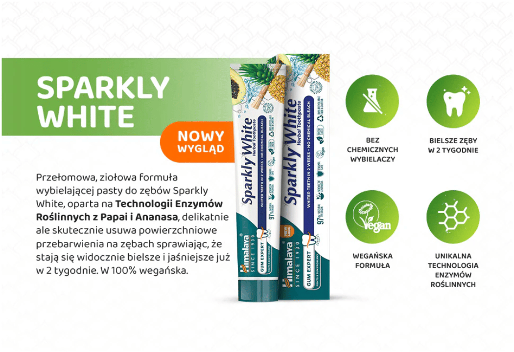 Pasta do Zębów Sparkly White Ziołowa Ochrona Dziąseł i Szkliwa 75 ml Himalaya