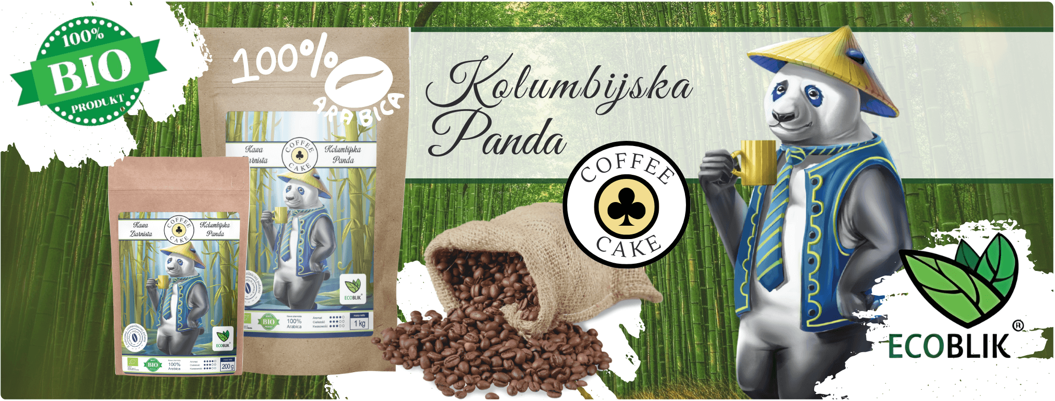 Kawa Ziarnista Kolumbijska Panda - Baner EcoBlik