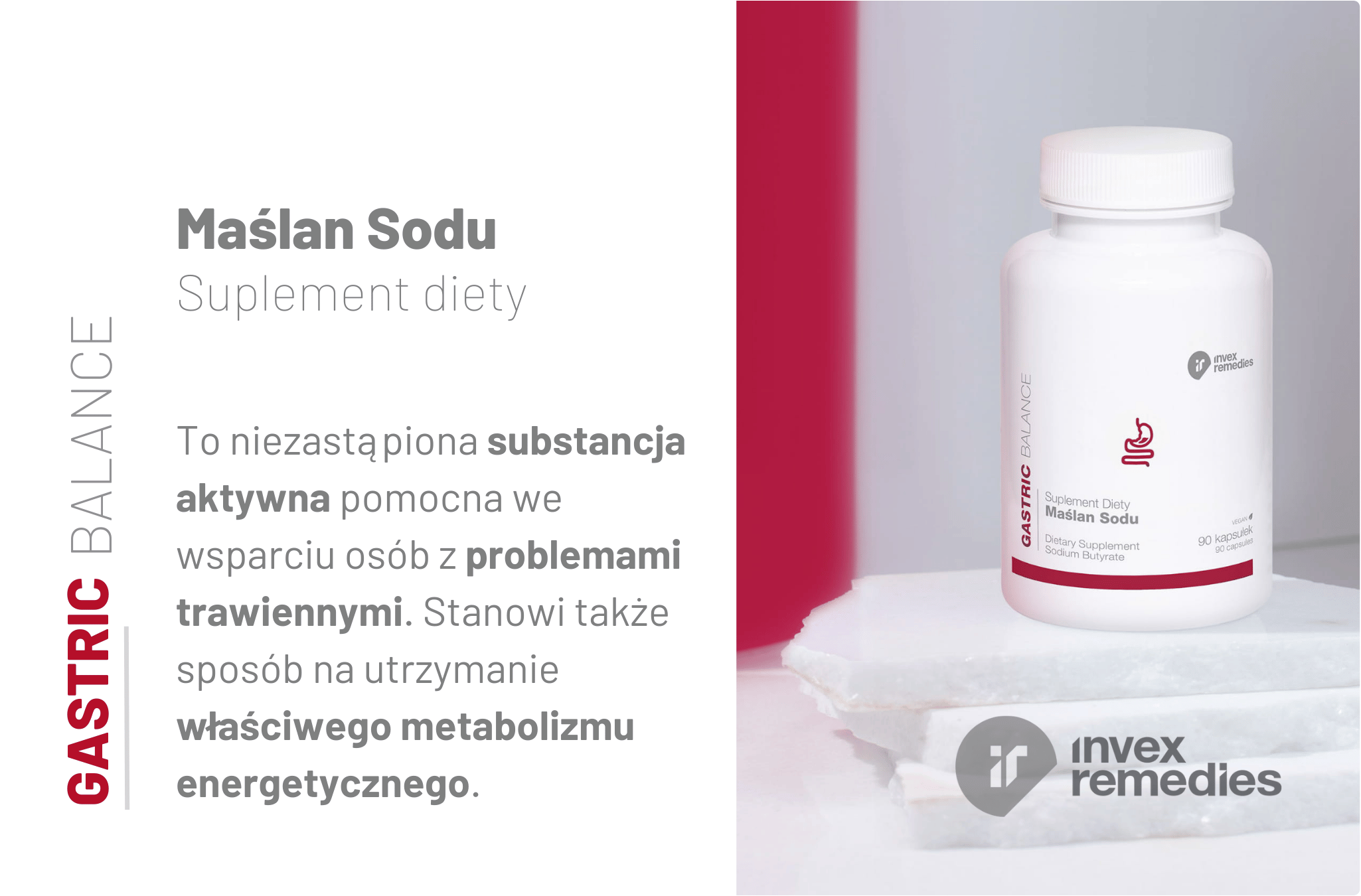 Maślan Sodu Kwas Masłowy 600 mg (90 kaps) Invex Remedies
