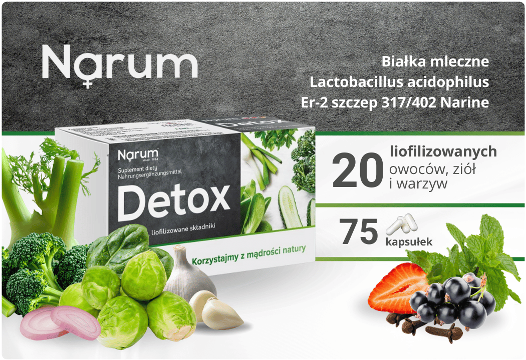 Narum Detox 200 mg (75 kaps) Probiotyk Lactobacillus Acidophilus Narine
