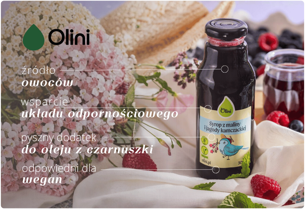 Syrop z Maliny i Jagody Kamczackiej 300 ml Olini