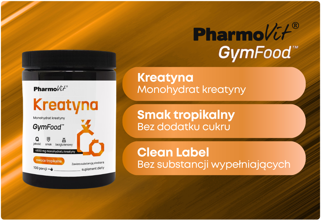 Kreatyna Monohydrat Kreatyny Proszek o Smaku Owoców Tropikalnych 500 g Gym Food Pharmovit