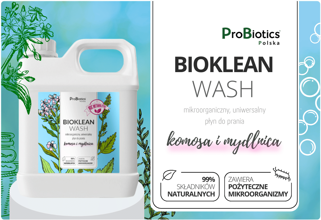 Płyn Uniwersalny do Prania Bioklean Wash Probiotyki Komosa Mydlnica (2000 ml) ProBiotics Polska