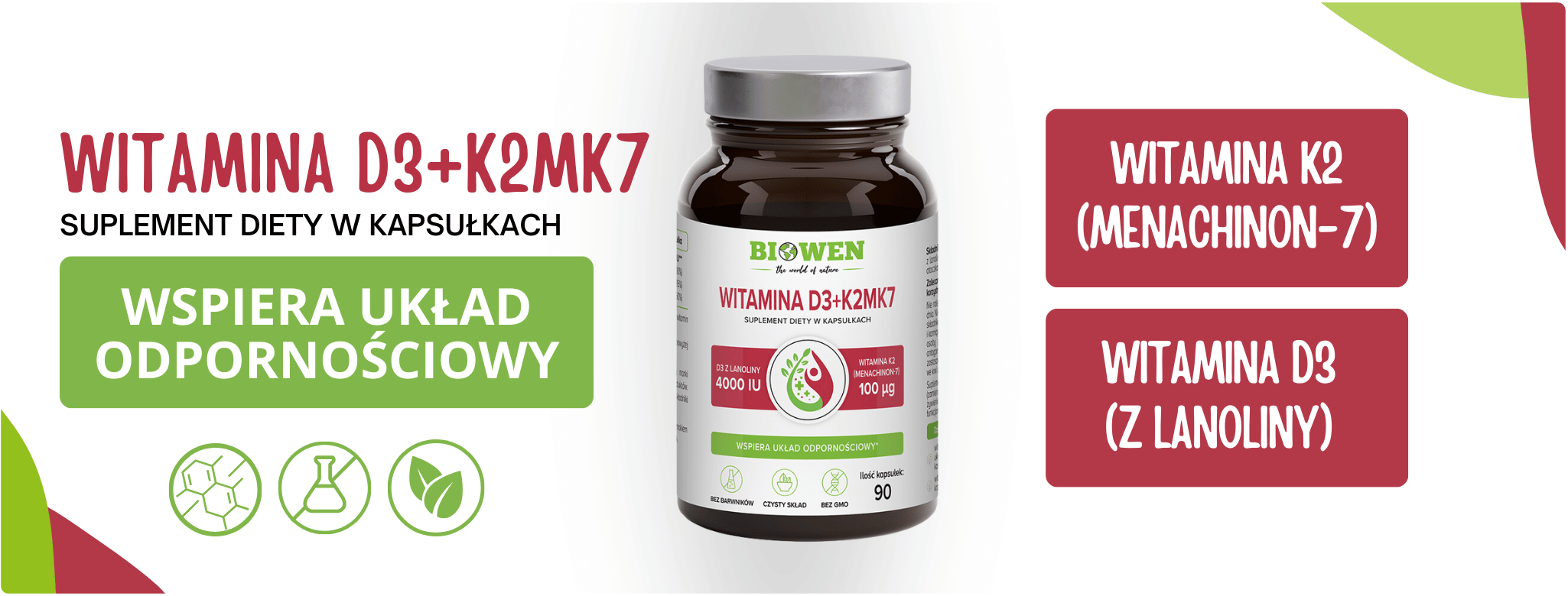 Witamina D3 MK-7 90 kapsułek Biowen